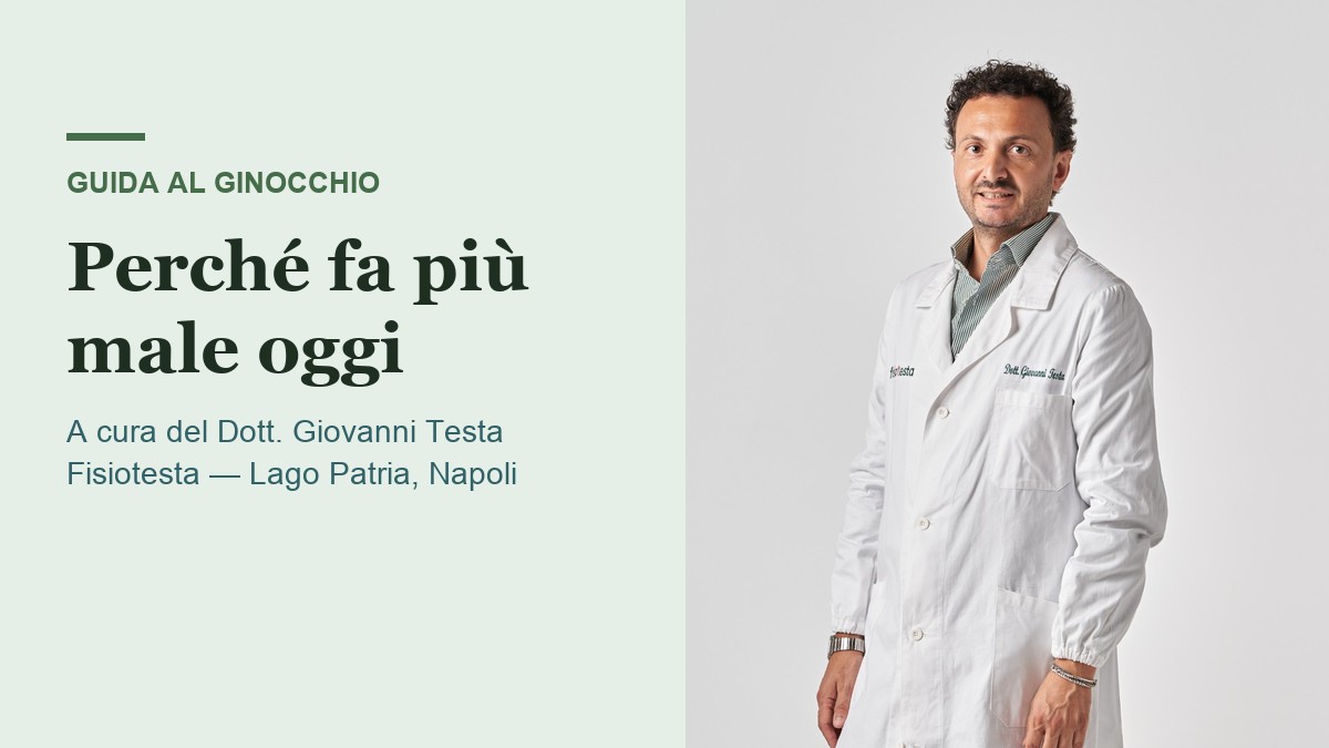 Dott. Giovanni Testa, fisioterapista di Fisiotesta, copertina della guida sul dolore al ginocchio